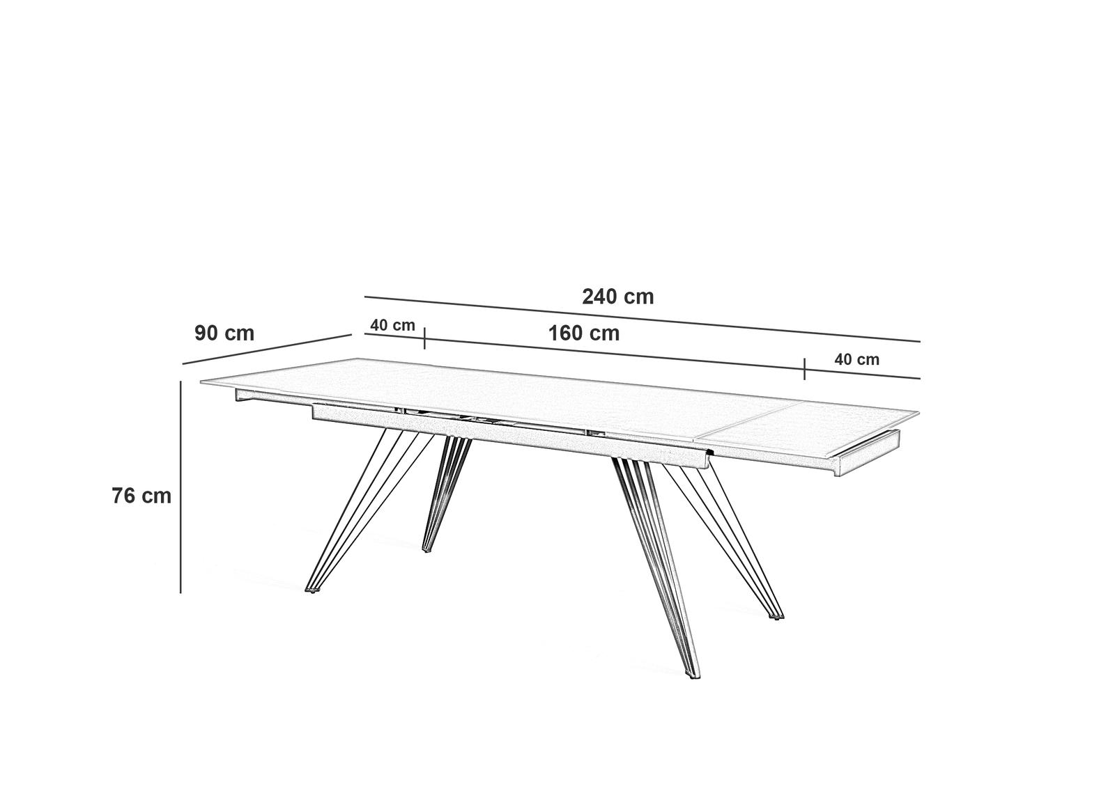 Tavolo Allungabile 160/240x90x76 cm in Ceramica Match 1 Nero Opaco