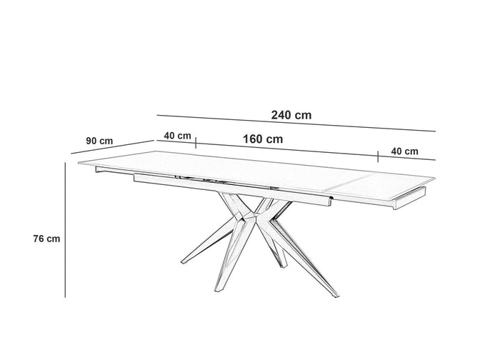 Tavolo Allungabile 160/240x90x76 cm in Ceramica Match 2 Grigio Opaco