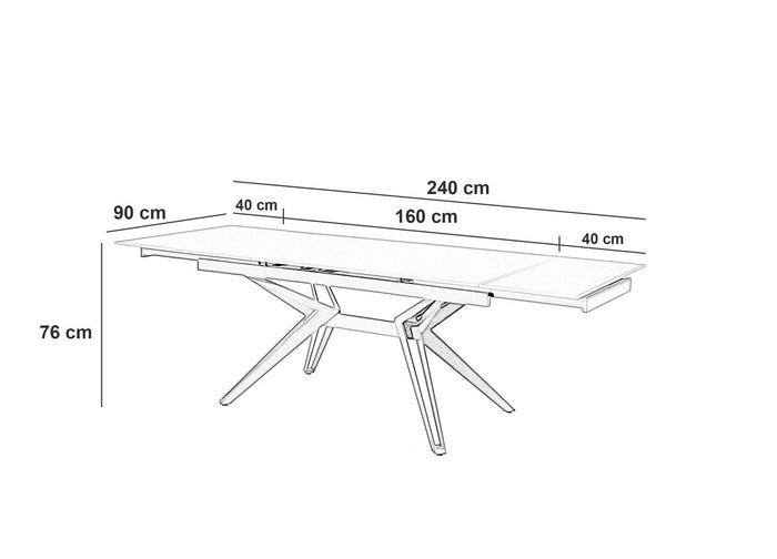 Tavolo Allungabile 160/240x90x76 cm in Ceramica Match 3  Grigio Opaco