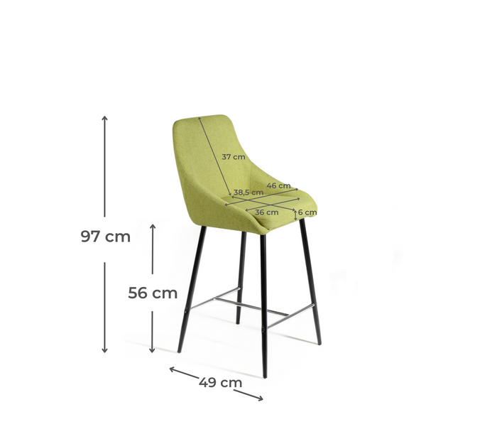 Set 2 Sgabelli 46x49x97 cm in Tessuto Ray Verde Chiaro