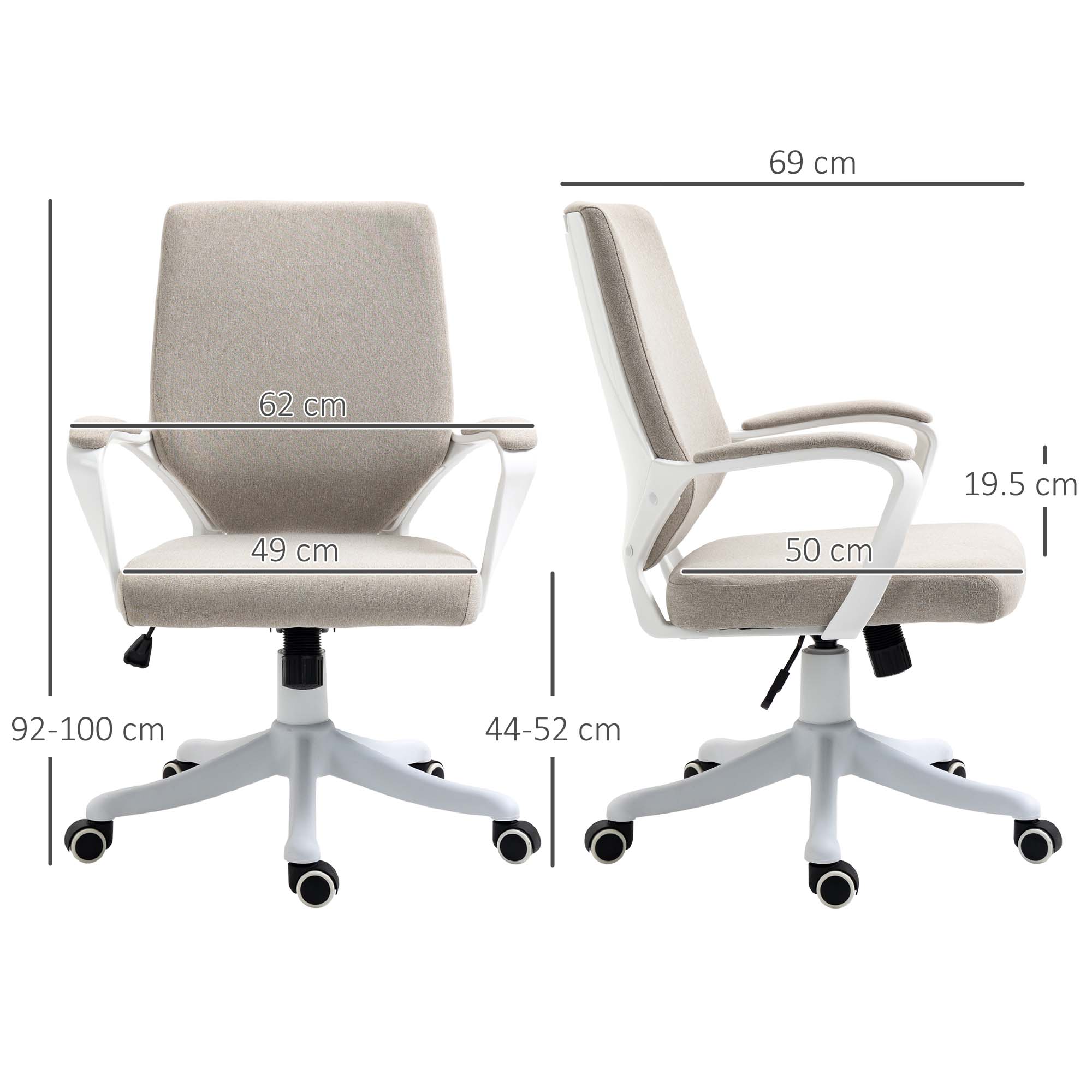 Sedia Operativa Ergonomica Regolabile Funzione Dondolo Beige e Bianco