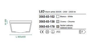 OSAKA PLAF.BIANCA LED WW L.40X40 CM. 3565-65-102