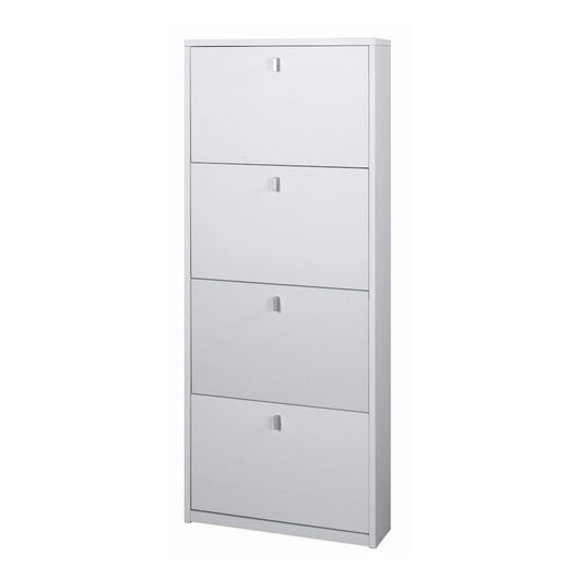 Scarpiera mobile salvaspazio 4 ante 63x18x154H cm in kit di montaggio colore Bianco fiammato