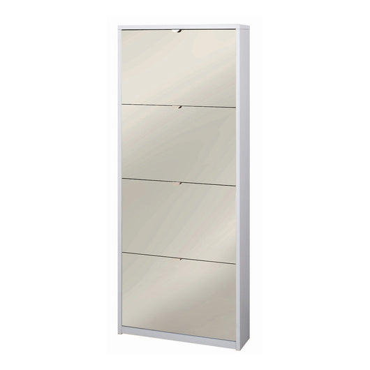 Scarpiera mobile salvaspazio 4 ante con specchio 63x18x154H cm in kit di montaggio colore Bianco fiammato