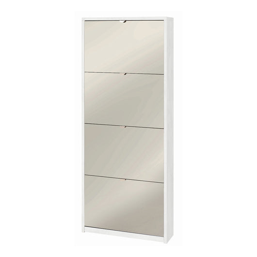 Scarpiera mobile salvaspazio 4 ante con specchio 63x18x154H cm in kit di montaggio colore Bianco Ossido