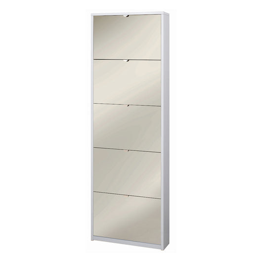 Scarpiera mobile salvaspazio 5 ante con specchio 63x18x190H cm in kit di montaggio colore Bianco fiammato