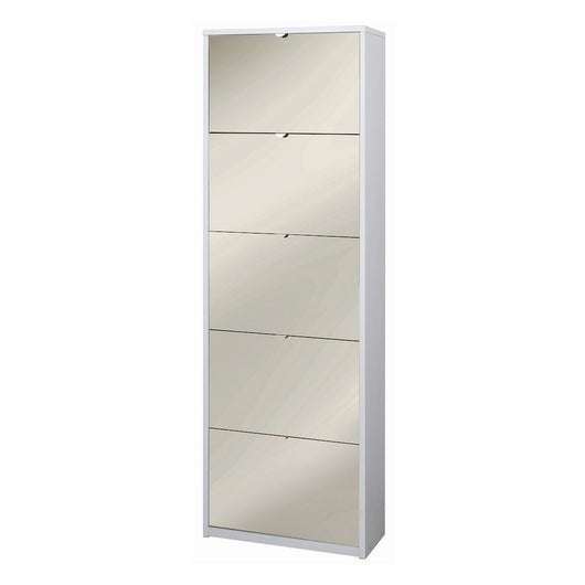 Scarpiera mobile 5 ante con specchio 63x29x190H cm in kit di montaggio colore Bianco fiammato