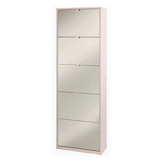 Scarpiera mobile 5 ante con specchio 63x29x190H cm in kit di montaggio colore Olmo chiaro