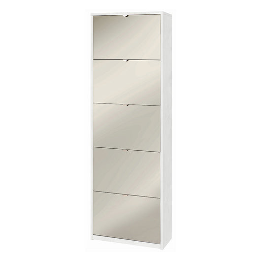 Scarpiera mobile 5 ante con specchio 63x29x190H cm in kit di montaggio colore Bianco Ossido