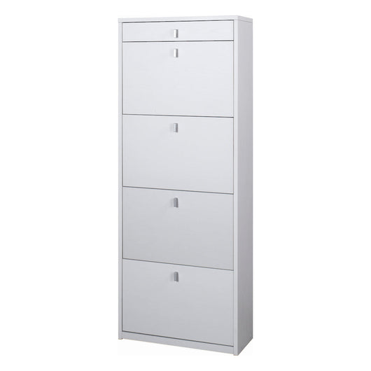 Scarpiera mobile 4 ante con 1 cassetto 63x29x164H cm in kit di montaggio colore Bianco fiammato