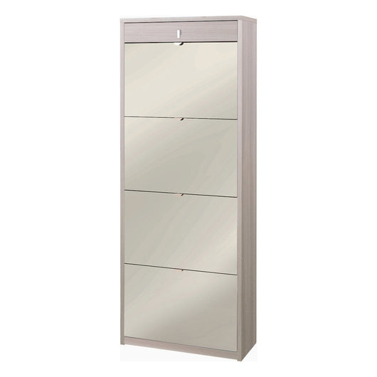 Scarpiera mobile 4 ante con specchio e 1 cassetto 63x29x164H cm in kit di montaggio colore Olmo chiaro