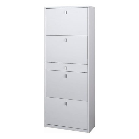 Scarpiera mobile 4 ante con 1 cassetto centrale 63x29x164H cm in kit di montaggio colore Bianco fiammato