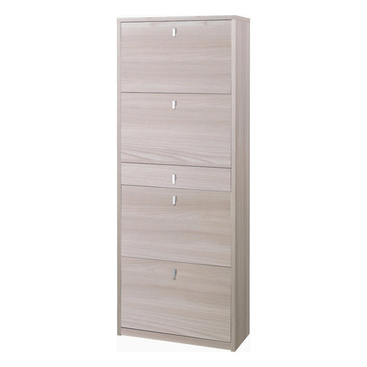 Scarpiera mobile 4 ante con 1 cassetto centrale 63x29x164H cm in kit di montaggio colore Olmo chiaro