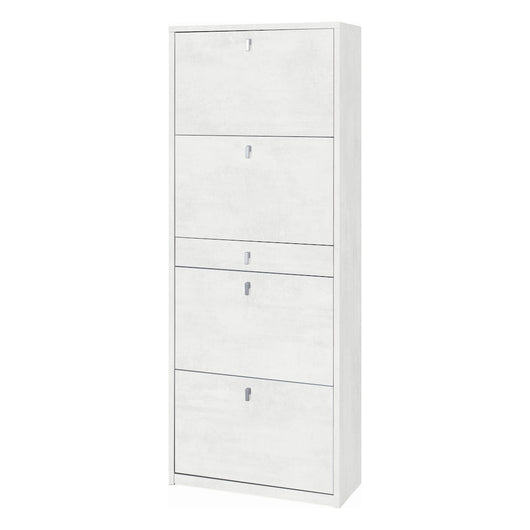 Scarpiera mobile 4 ante con 1 cassetto centrale 63x29x164H cm in kit di montaggio colore Ossido bianco