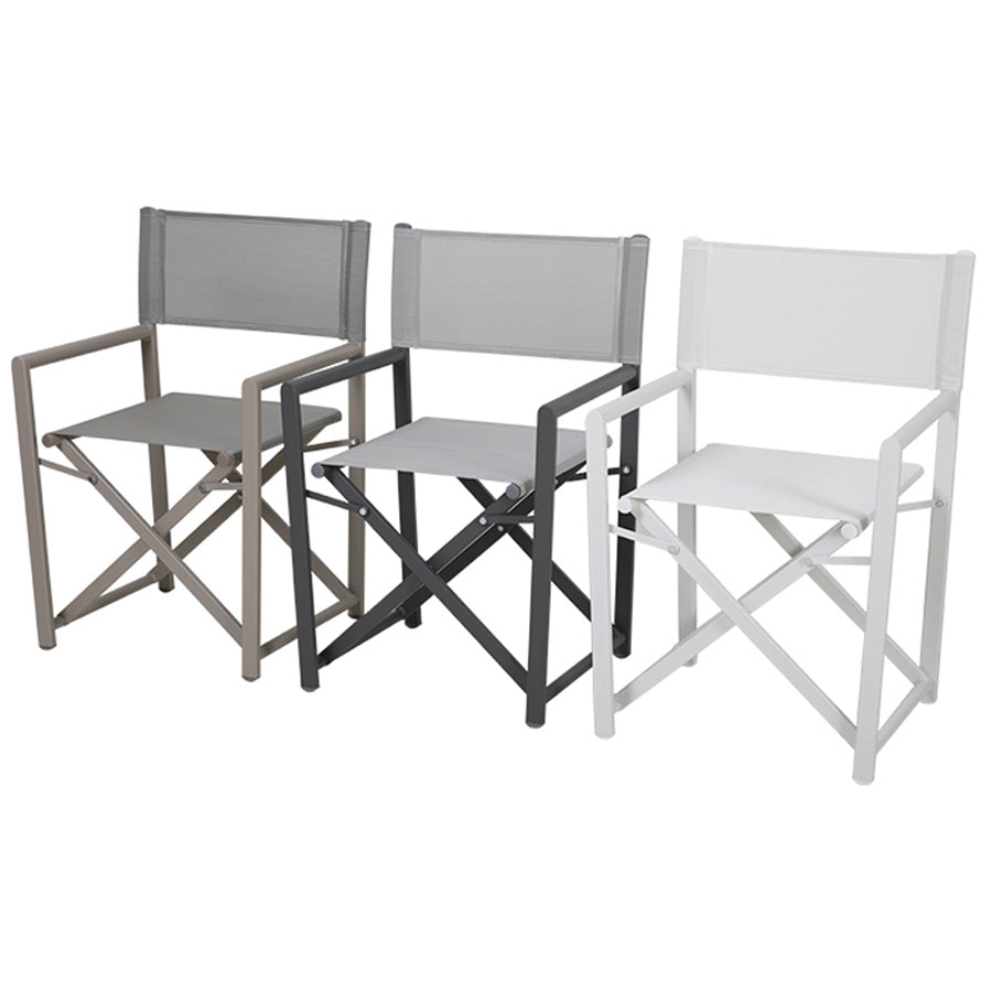 Set 2 Sedie Regista Mare Pieghevoli 48x56x86 cm in Alluminio Gilda Grigio