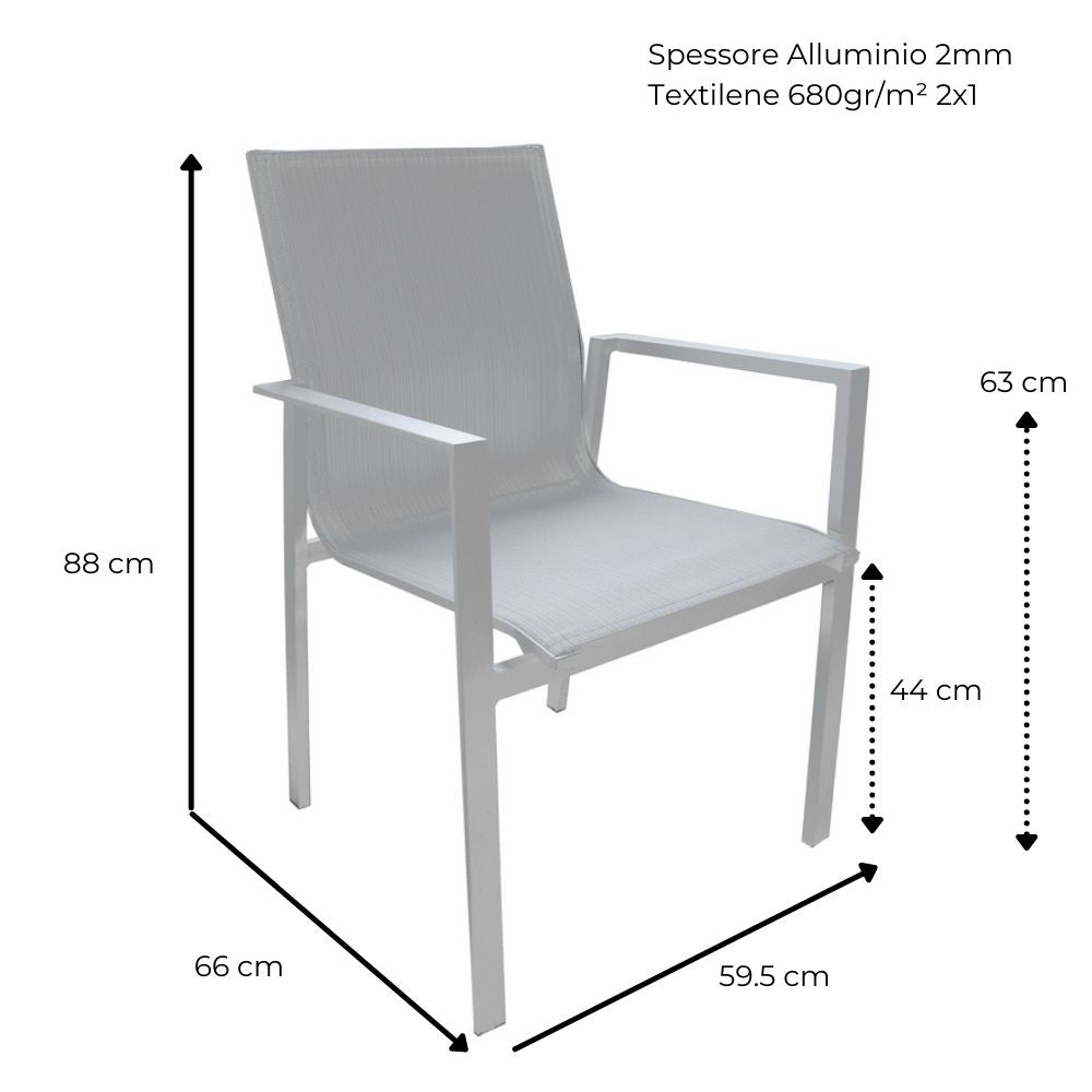 Set da 4 sedie in alluminio da esterno Selly bianche