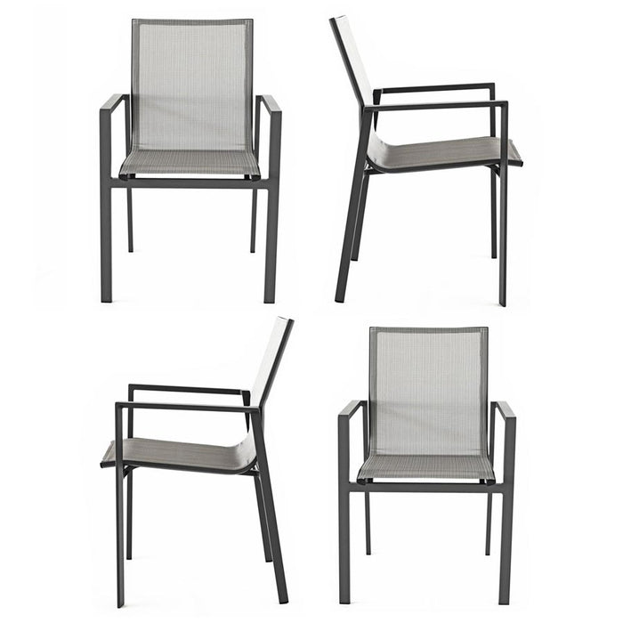 Set 4 Sedie da Giardino 59,5x66x88 cm in Alluminio Selly Grigie