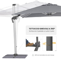 Ombrellone da Giardino Decentrato 3x3m Roma Grigio