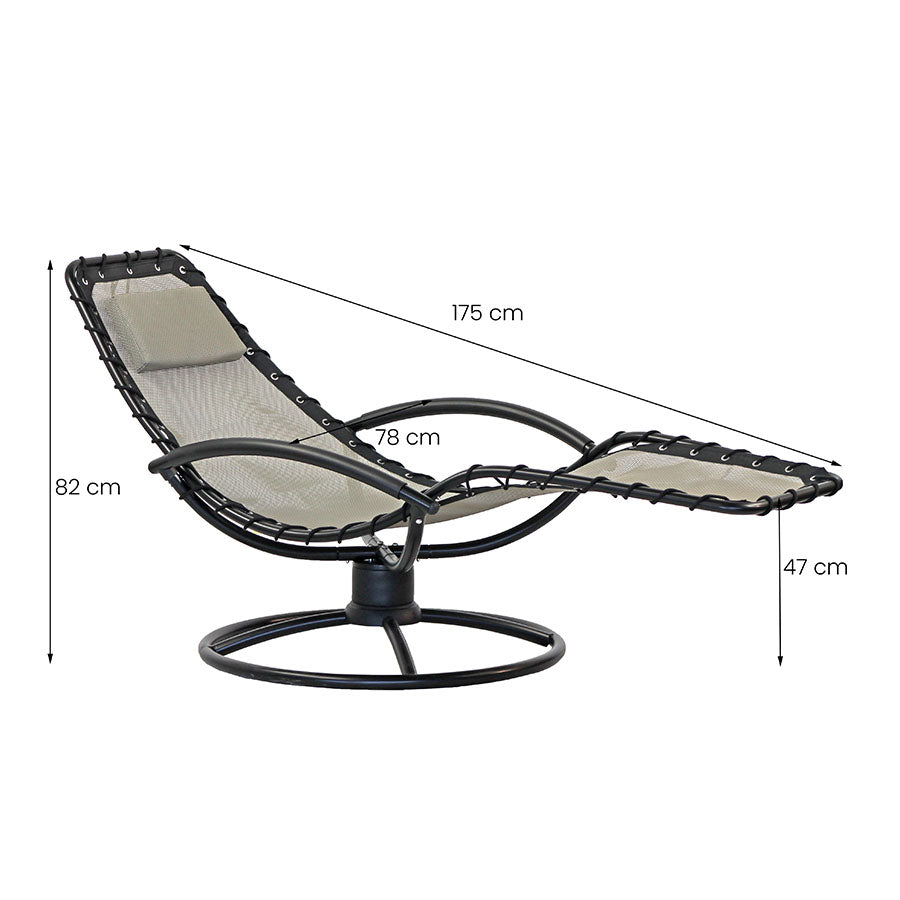 Sdraio chaise longue da Giardino ellittica 175x78x82 cm Twist Ecrù