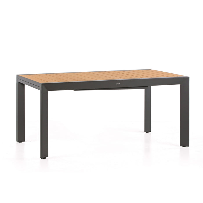 Tavolo da giardino allungabile Olbia in alluminio grigio e legno 160/260x100x075 cm