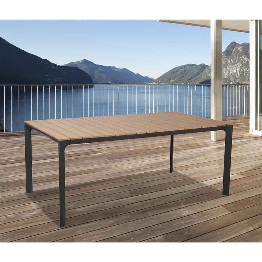 Tavolo da Giardino 180x100xH74 cm in alluminio e polywood Enna Grigio