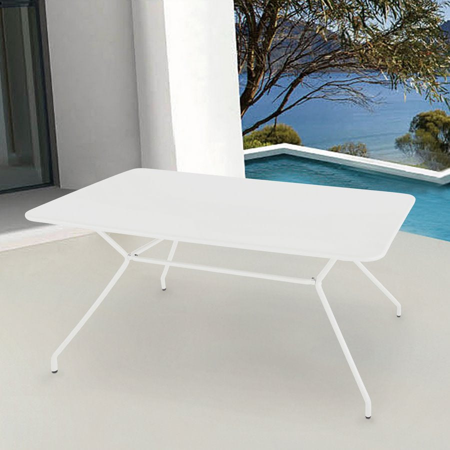 Tavolo da giardino 150x80 cm in metallo bianco - Cara