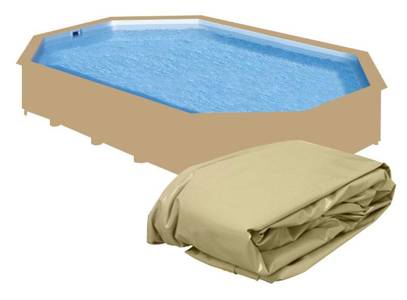 Liner Per Piscina In Legno Ecowood Ottagonale Allungata - 7,50 X 4,00 X H.1,31 M Sabbia - Spessore 0,75 Mm