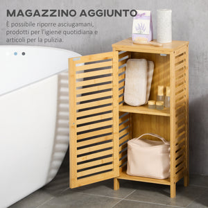 Armadietto Bagno 1 Anta 30x19,9x70 cm in Bambù Legno Naturale