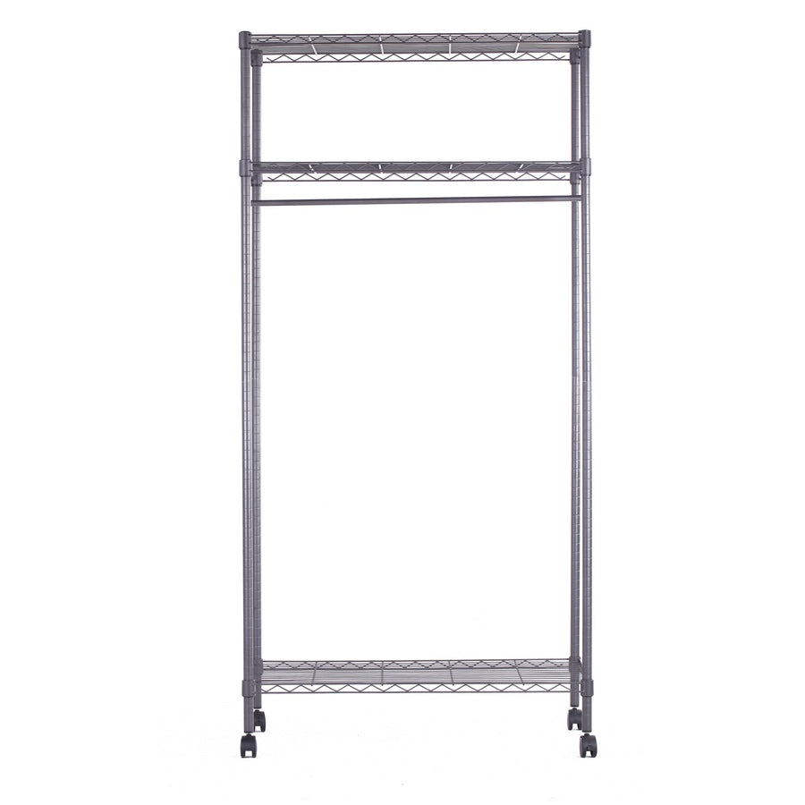 Scaffale guardaroba 90x45x185 cm con ruote nero