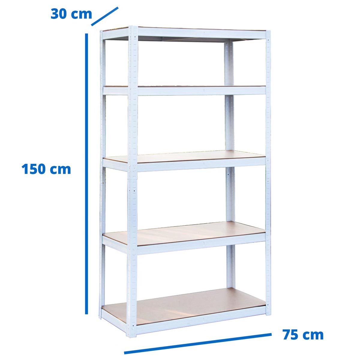 Scaffali metallici 150x75x30 cm bianchi 5 ripiani