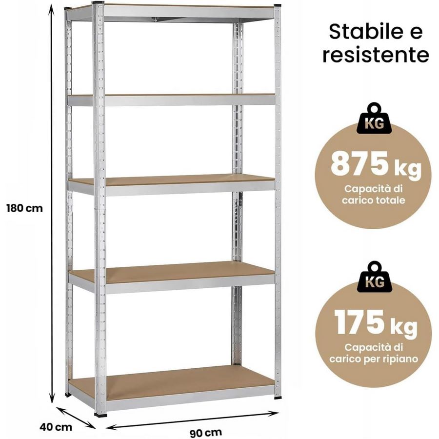 Scaffale metallo in alluminio 875kg x 2