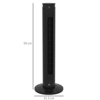 Ventilatore a Torre 45W a 4 Modalità e 3 Velocità con Timer da 12h Ø31.5x93 cm in ABS Nero