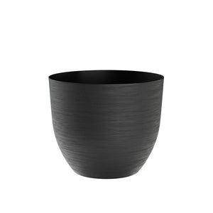 Vaso Rotondo A Ciotola Over Da Esterno E Interno In Polietilene Effetto Ruvido Con Riserva D'acqua dimensioni 38 cm colore nero