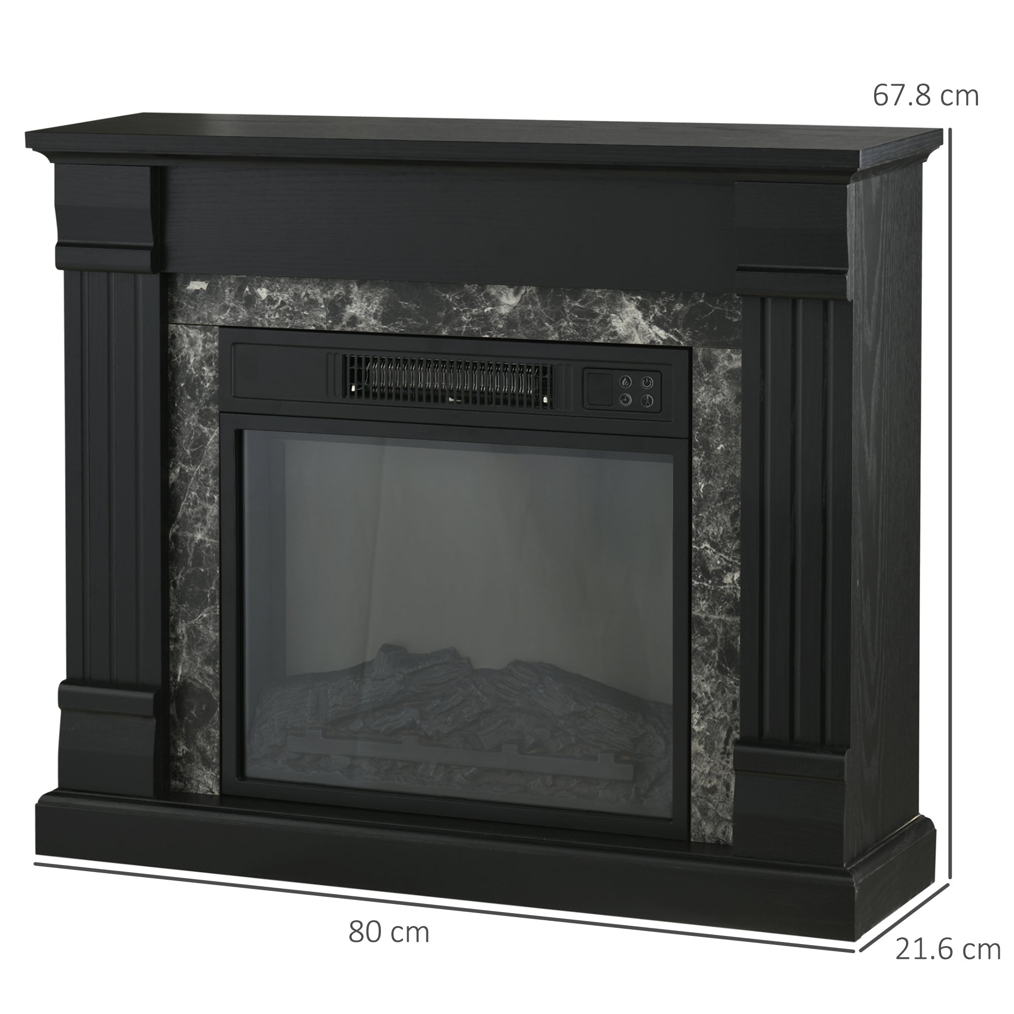 Camino Elettrico da Pavimento 80x21,6x67,8 cm 1800W Effetto Fiamma Nero