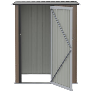 Casetta Box da Giardino 143x89x186 cm Porta con Chiavistello in Acciaio Marrone