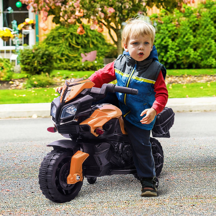 Moto Elettrica per Bambini 6V con Fari e Clacson Arancio