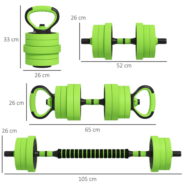 Set Pesi da Palestra 4 in 1 40 Kg Utilizzabili come Kettlebell Manubri e Bilancieri