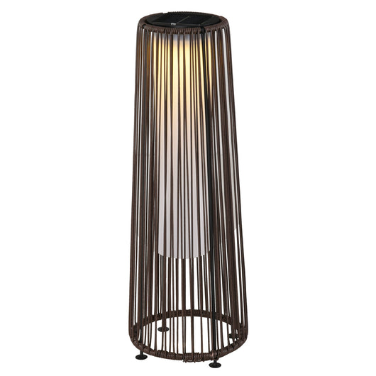 Lanterna Solare da Giardino con Luce LED in Rattan e Metallo  Ø21.5x61cm Marrone