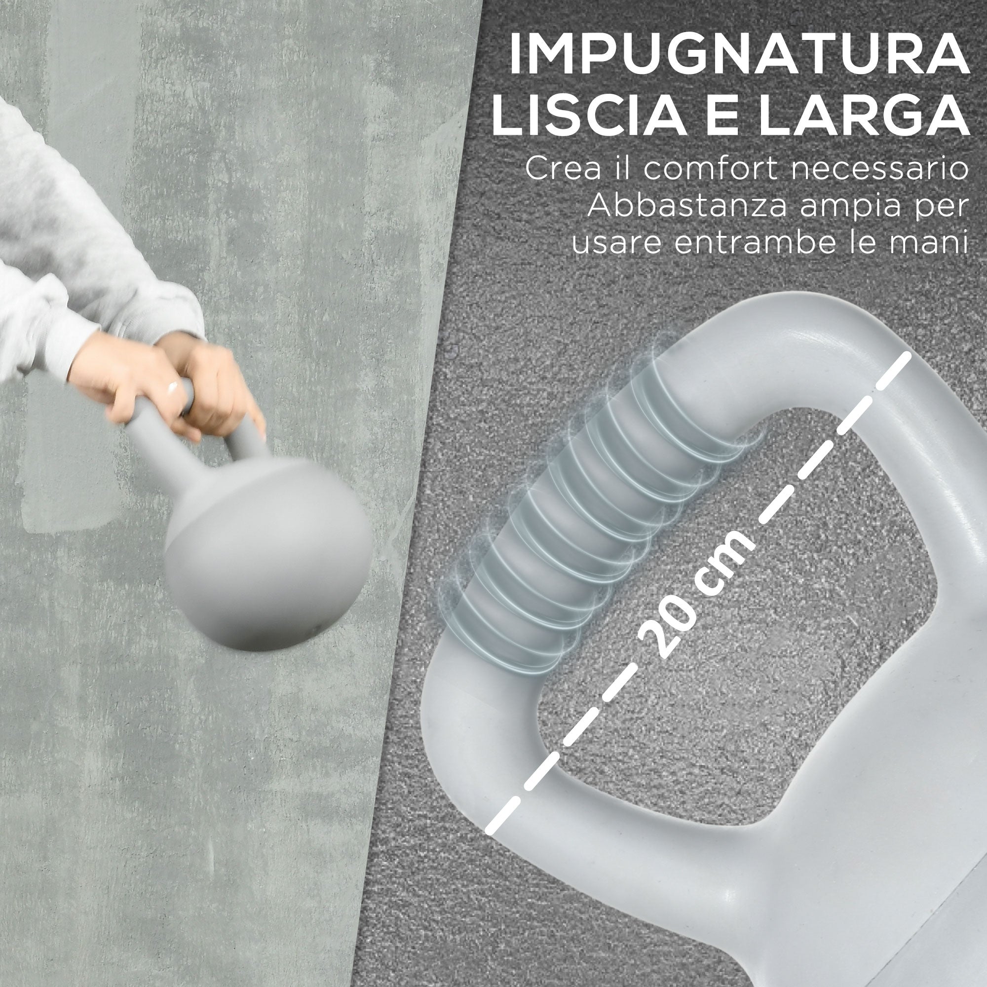 Kettlebell per Allenamento 8 Kg in PVC e Sabbia Metallica Grigio