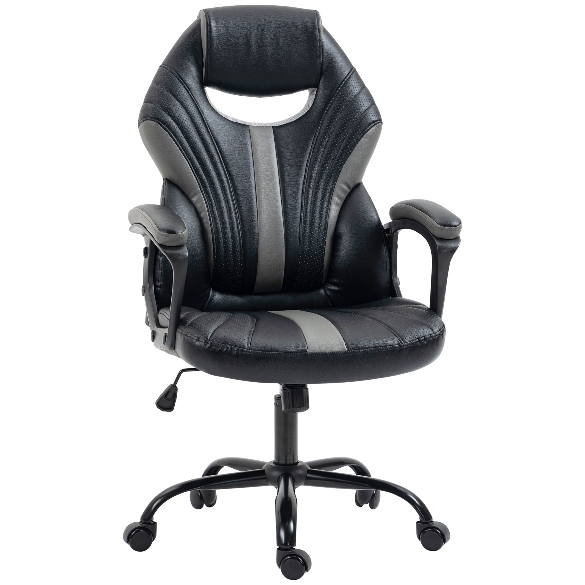 Sedia da Gaming Ergonomica 63x68x105-113cm in Similpelle Nero e Grigio