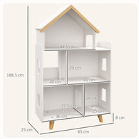 Libreria per Bambini 65x25x108,5 cm in MDF e Legno di Pino Bianco