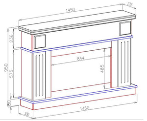 Camino Elettrico da Pavimento 95x145x30 cm Effetto Fiamma 1850W Marina xl & Elbrus