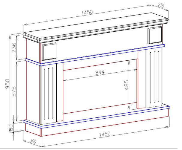 Camino Elettrico da Pavimento 95x145x30 cm Effetto Fiamma 1850W Marina xl & Elbrus