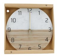 Orologio Da Parete Diametro 29.5cm In Vetro Disegno Bianco Legno Parquet