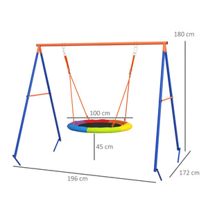 Altalena da Giardino a Nido per 1-2 Bambini  Rinforzato 196x172x180 cm in Metallo Multicolore