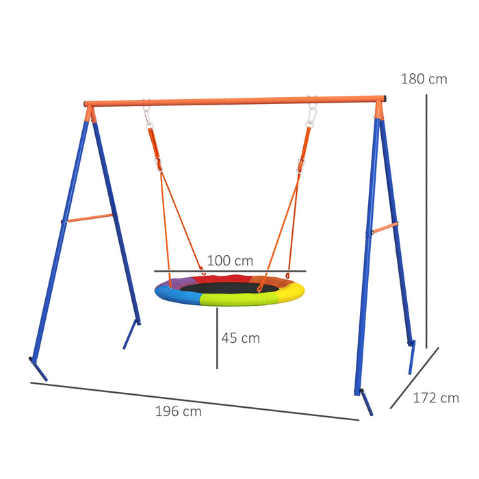 Altalena da Giardino a Nido per 1-2 Bambini  Rinforzato 196x172x180 cm in Metallo Multicolore