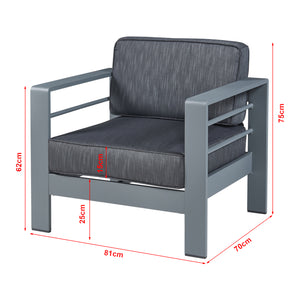 Poltrona da Esterno Avise in Alluminio con Cuscini - Antracite/Grigio casa.pro