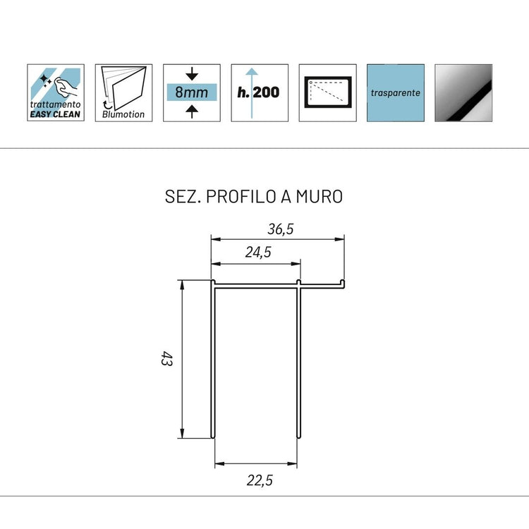 Box angolare apertura sx anta scorrevole gelsomino vetro 8 millimetri trasparente *** misure 68-70x88-90xh200 cm sx, ...