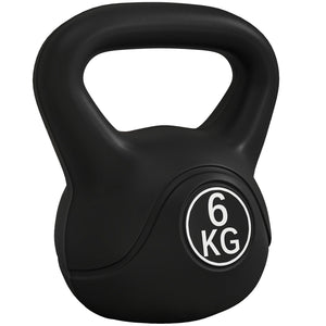 Kettlebell per Allenamento 6 kg in Plastica e Sabbia Nero