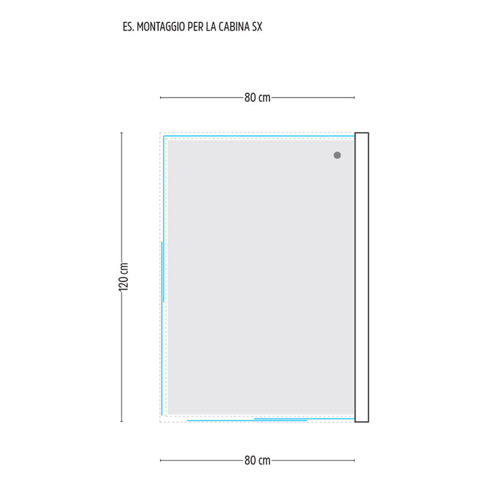 Ogomondo box cabina doccia corner 3 lati cristallo temprato serigrafato 80x120x80 sinistro